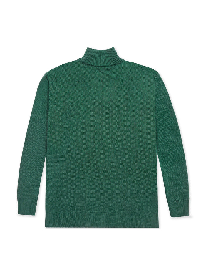 Knit 1/4 Zip Green